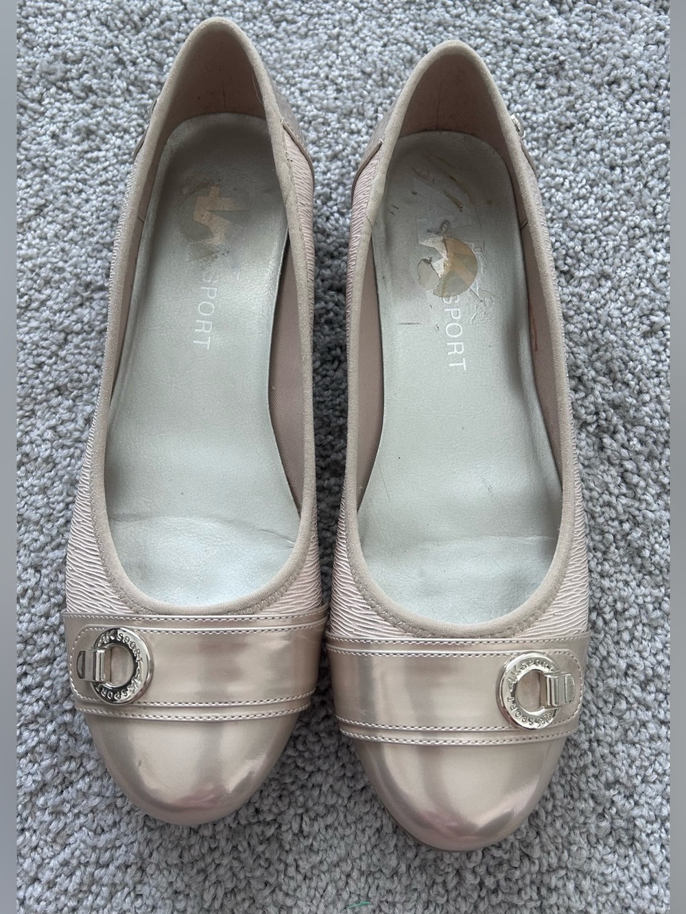 AK Sport Blush Metallic Round-Toe Ballet Flats, Womens, Size 8.5